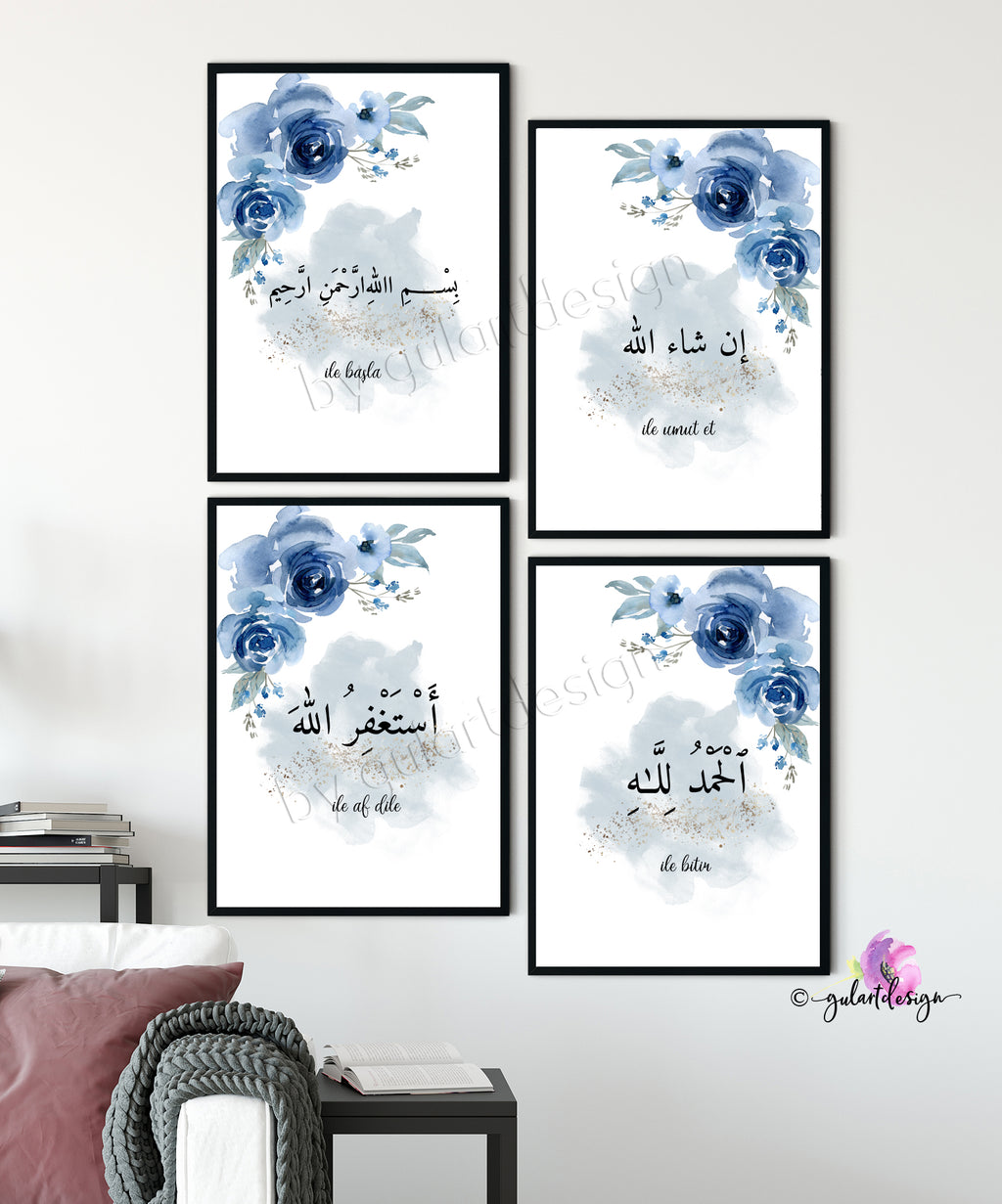 Islamische Wandbilder, Bismillah, Alhamdulillah, InshaAllah, Islam,  islamic decor, islamicwallart, islamicquotes, islamposter, Poster, Deko