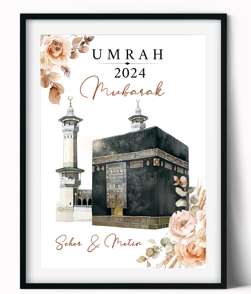 Islamische Geschenke, Umrah Geschenk, Hajj Geschenk, Hajj Poster personalisiertes Umrah Geschenk, islamische Wandbilder