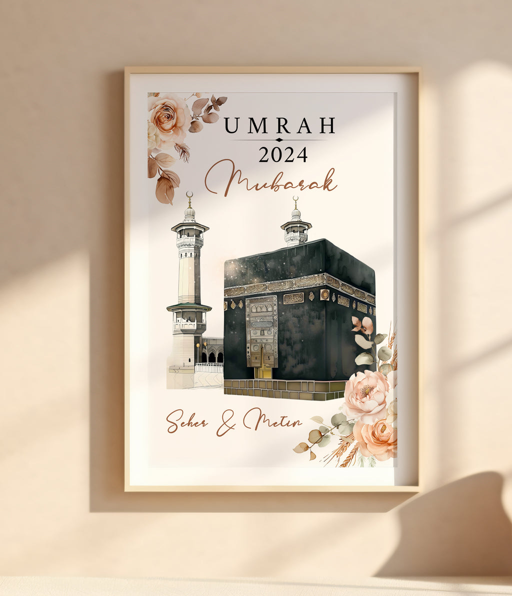 Islamische Geschenke, Umrah Geschenk, Hajj Geschenk, Hajj Poster personalisiertes Umrah Geschenk, islamische Wandbilder