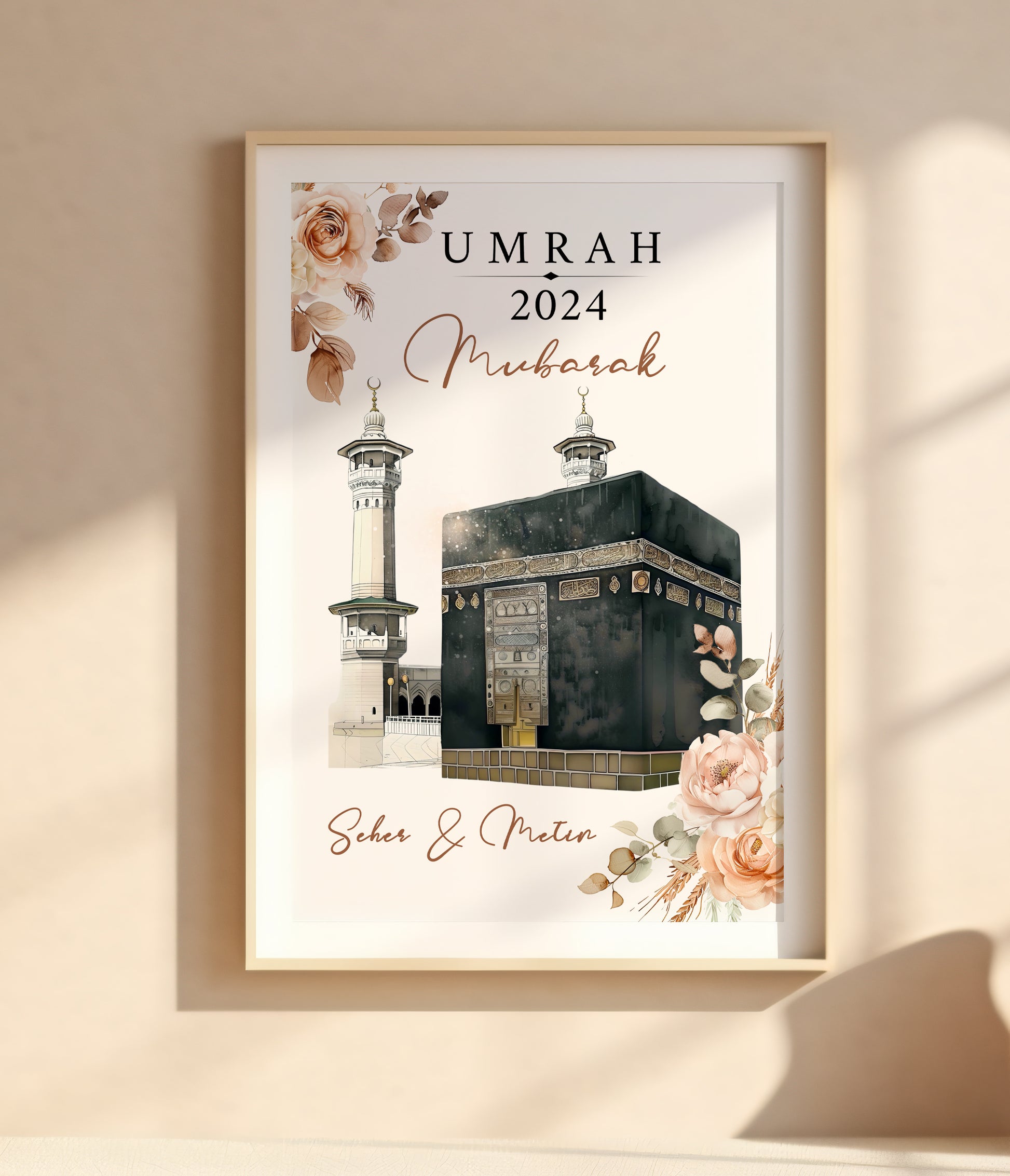 Islamische Geschenke, Umrah Geschenk, Hajj Geschenk, Hajj Poster personalisiertes Umrah Geschenk, islamische Wandbilder