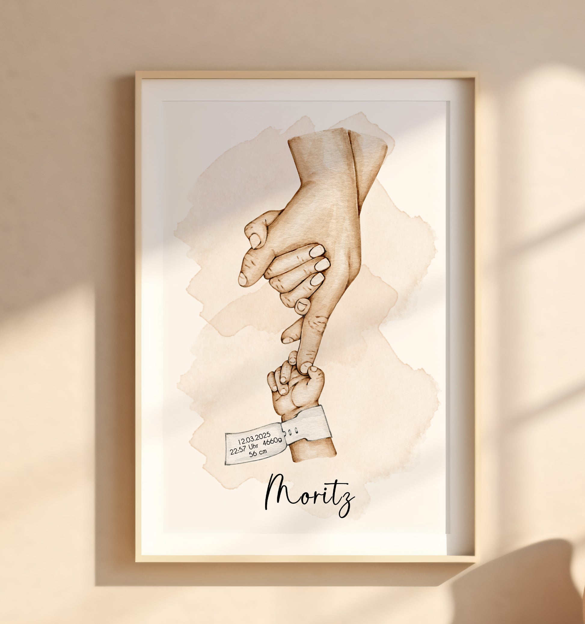 Familien Poster, Personalisiertes Poster Familien Hände, Zur Geburt, Namensposter, Kinderposter, Neugeborene, New Born